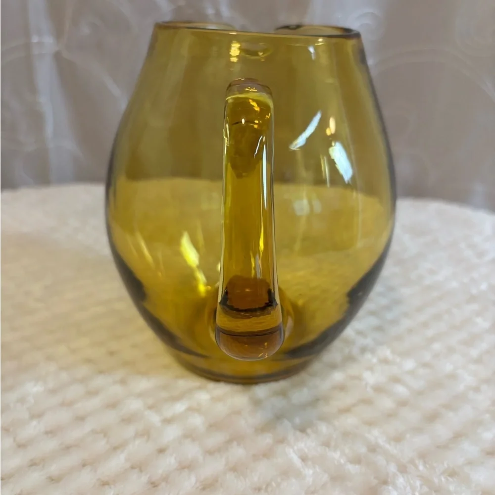 Vintage Handblown Amber Glass Pitcher